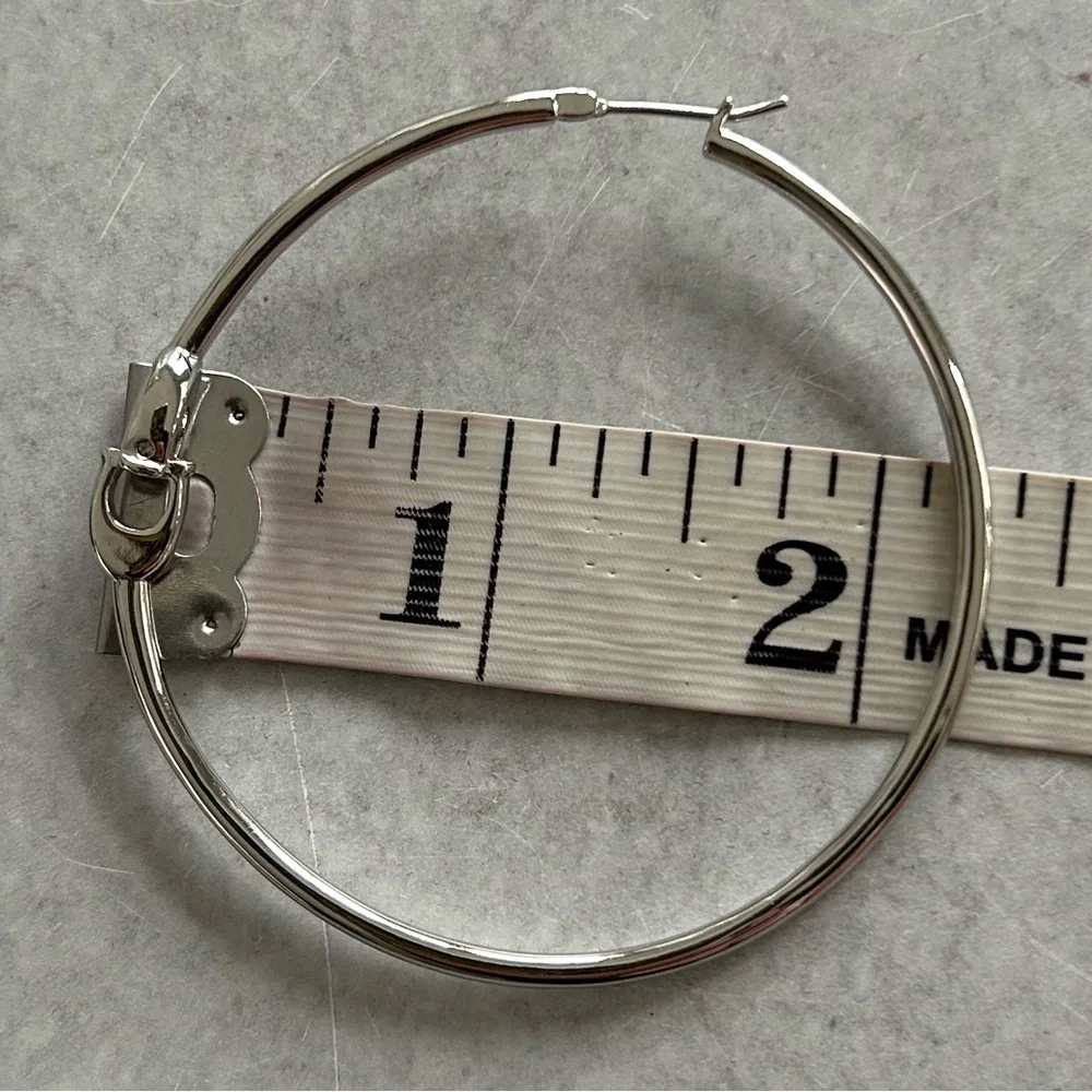 COACH Interlocking Signature C Large Hoop Earrings, Silver NWOT - Picture 6 of 7